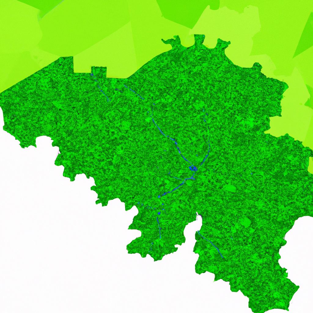 Illustratie van Belgische kaart met groene dekking in Brussel, Antwerpen en Gent